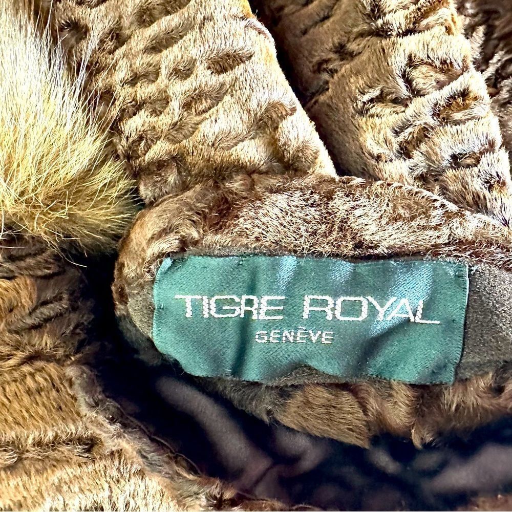 Vintage Tigre Royal of Geneva Brown Swahari Broadtail Lamb & Sable Coat - Picture 15 of 16